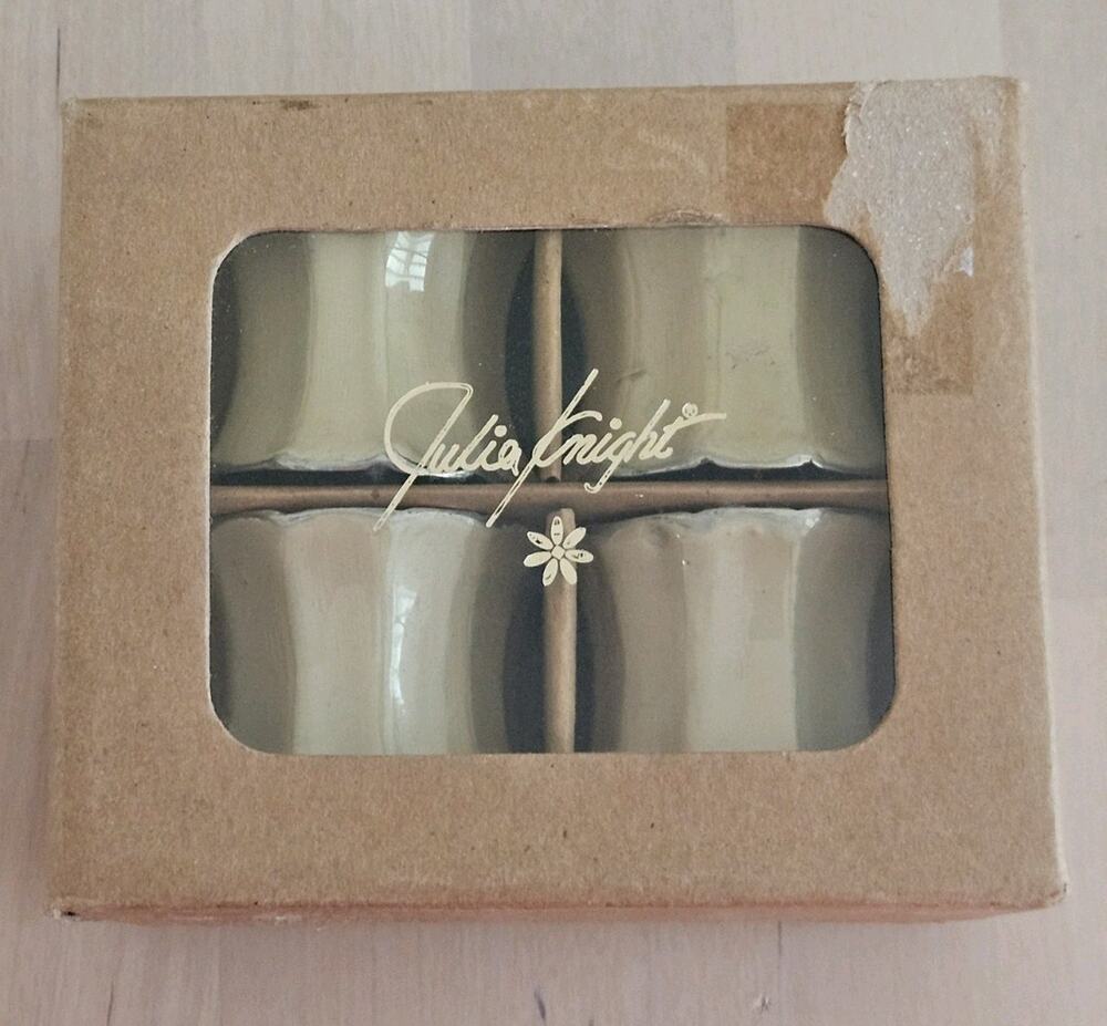 Julia Knight Napkin Rings Aluminum Peony Set of 4 Snow 2-1/4x1-7/8"